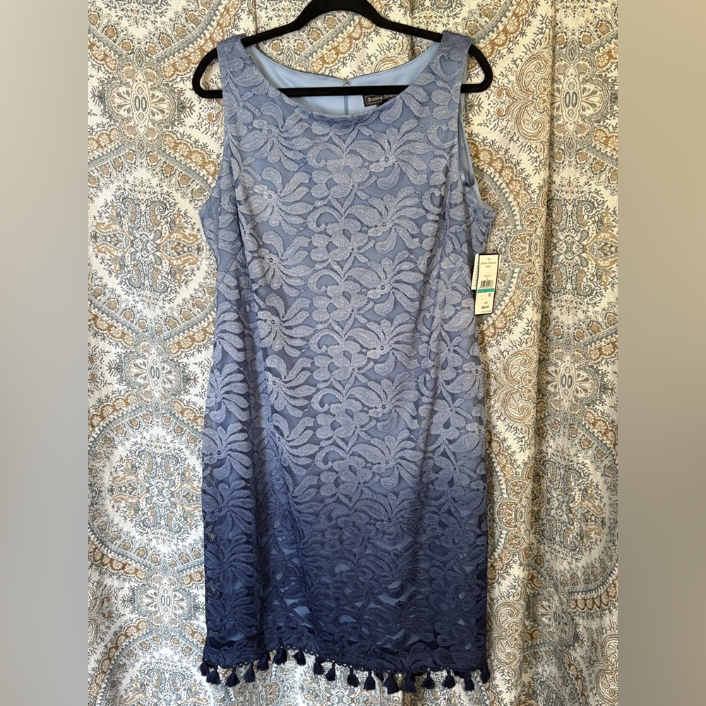 Jessica Howard Blue Floral Lace Midi Dress